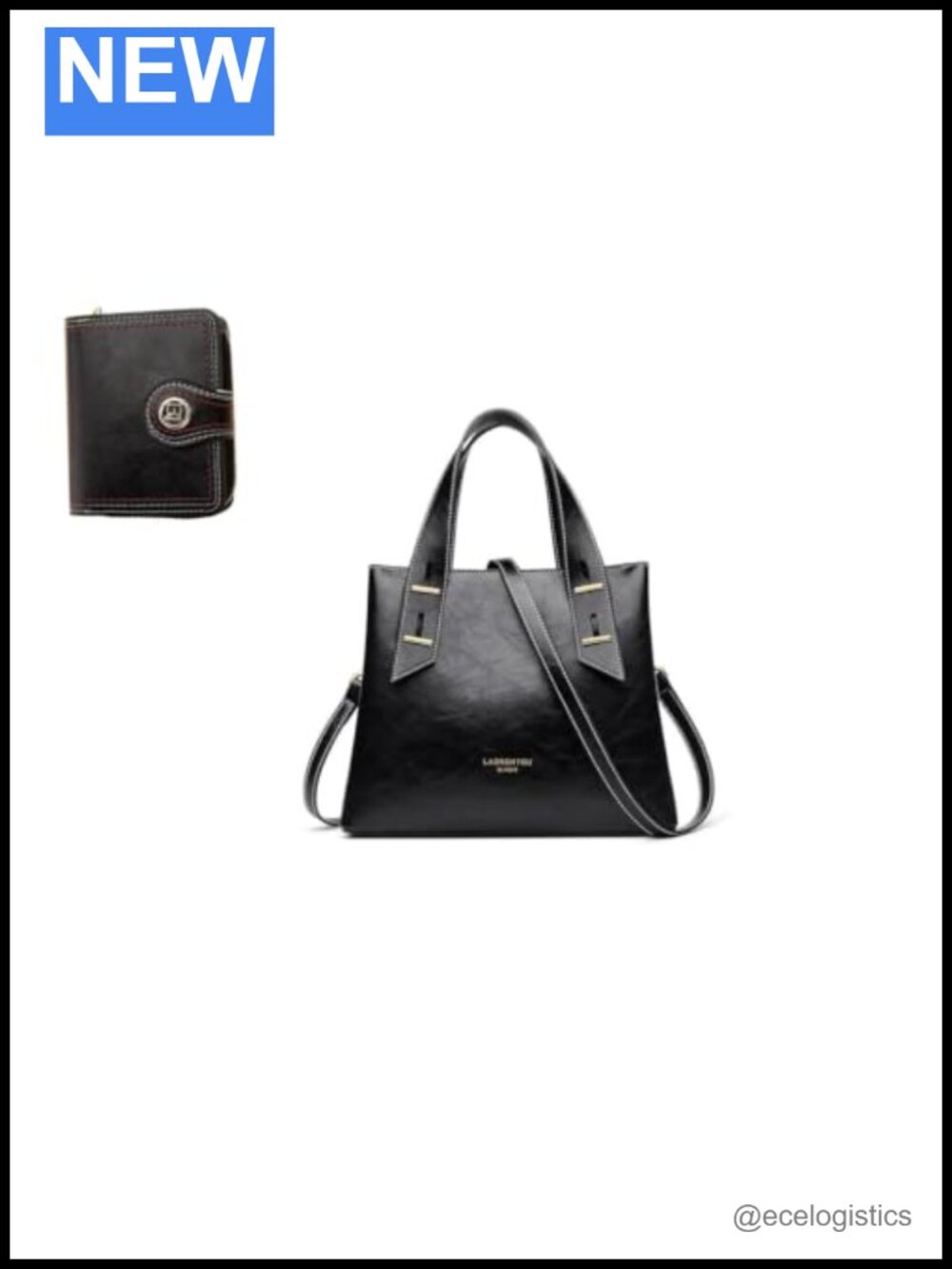 Genuine Leather Woman Crossbody Satchel Handbag with Bifold Wallet